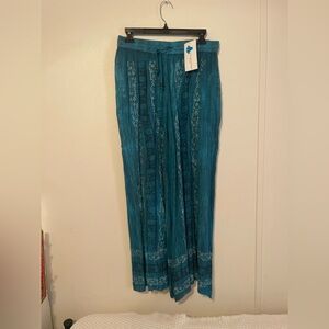 Advance Apparels Turquoise Patterned Wide Leg Pants